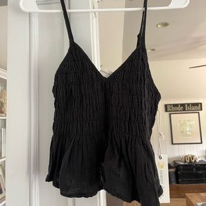 Ocean Drive Black Ruffle Tank